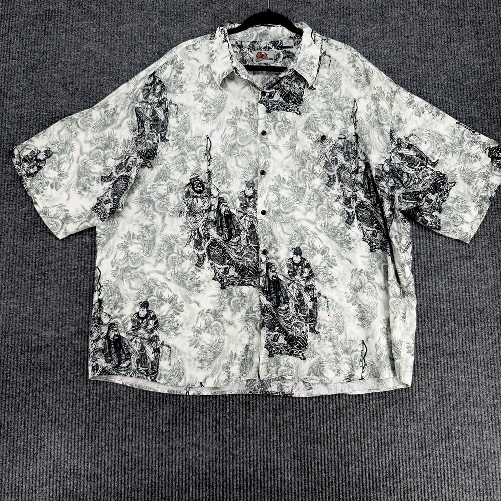 RARE Vintage Y2K Billion Bay men's 3XL rayon warrior dragon button up shirt